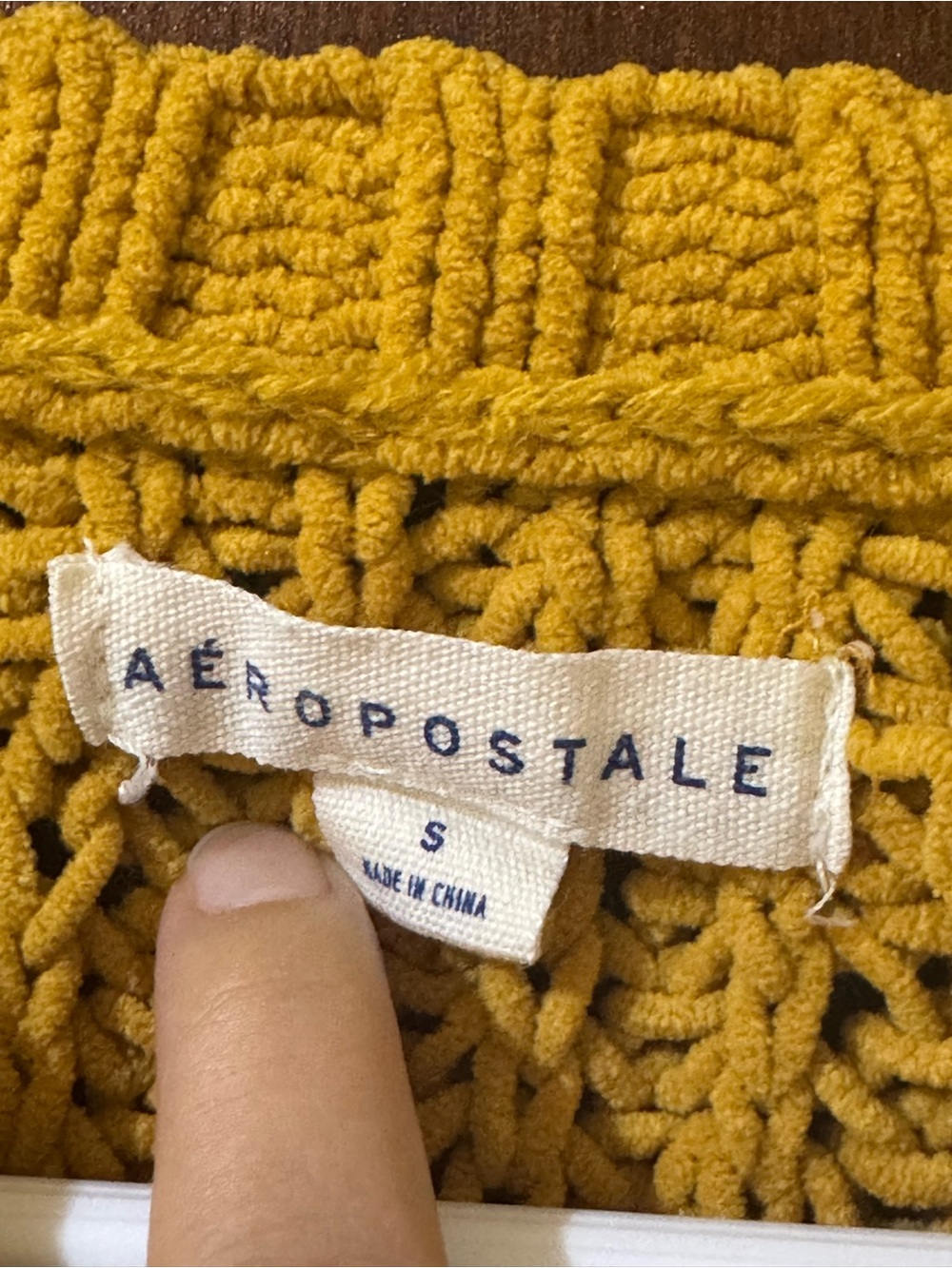 Aeropostale Mustard Cable Knit Crewneck Sweater - Picture 3 of 3